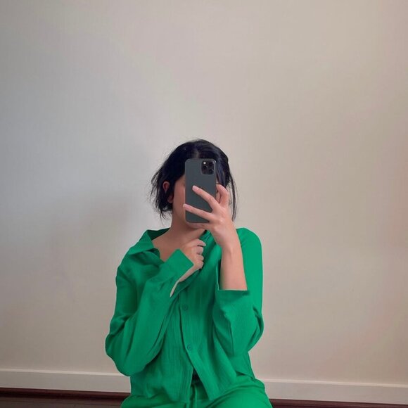Green Cotton Shirt and Pants set - Picture 2 of 4